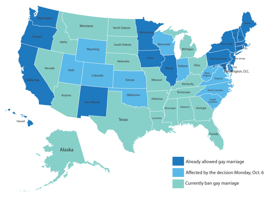 Gay marriage courts state map