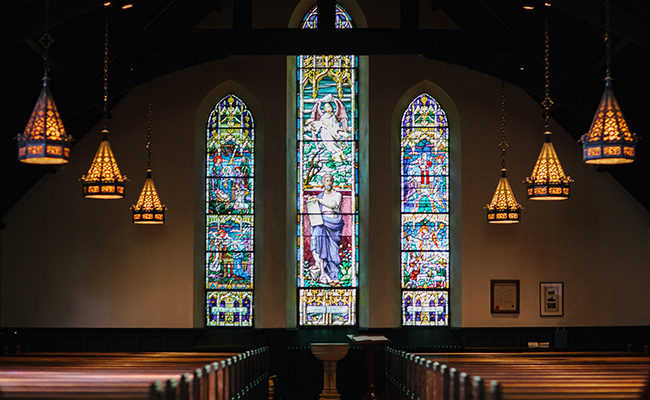 Protestant Catholic Pew Research church stained glass window