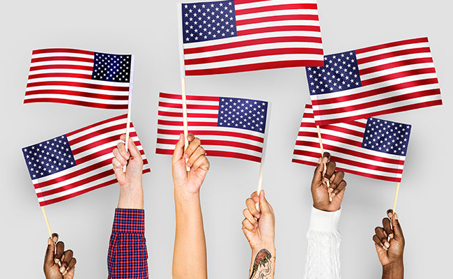 American flags hands politics evangelicals Lifeway Research