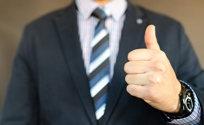 thumbs up businessman approval character reputation
