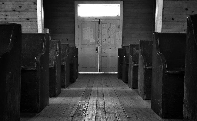 church pews door attendance decline