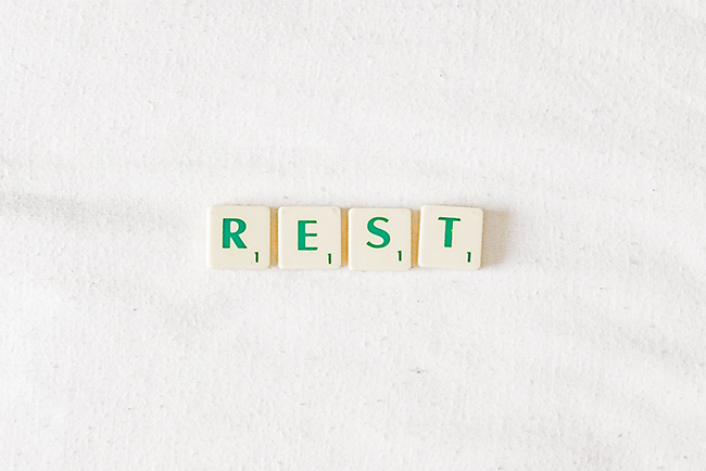 Rest spelled out with scrabble letters - Take a Sunday Off
