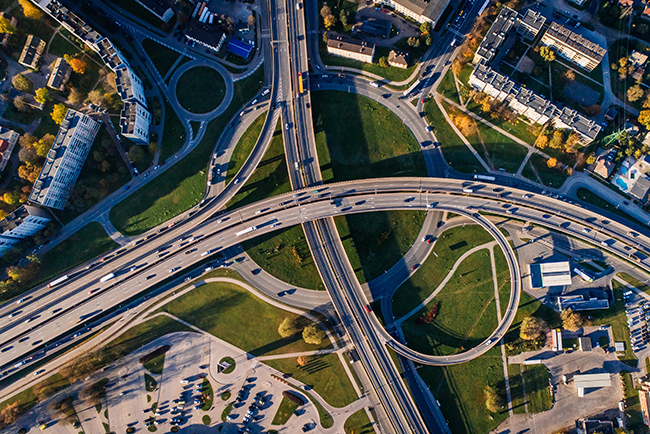 Evangelism efforts - Bird's eye view of busy intersection