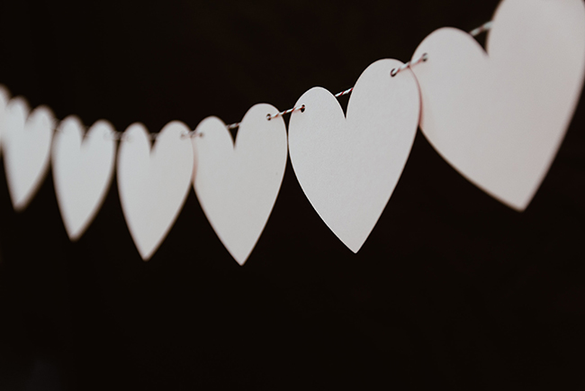 Paper hearts hanging on string - Valentine's Day