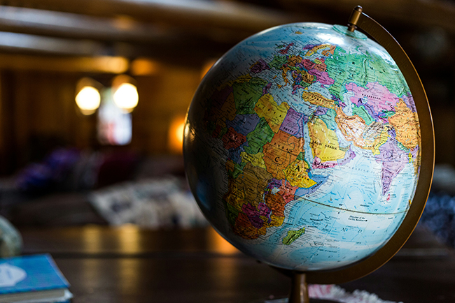 Globe sitting on desk - global Christianity trends