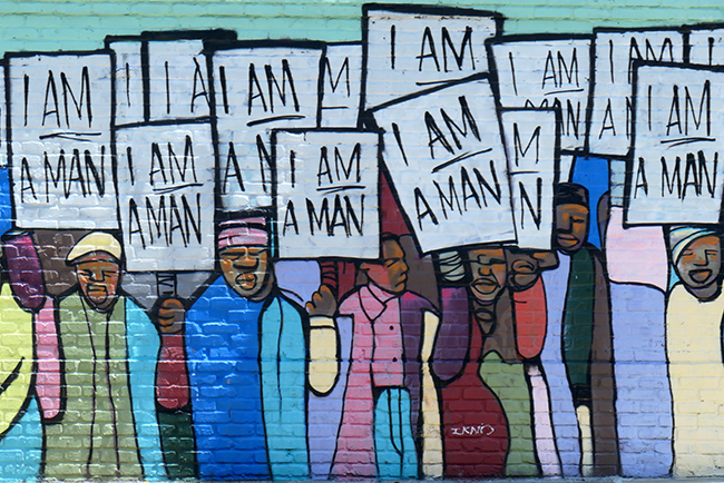 Mural of I Am A Man march in Memphis - Black history